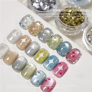 Móng Tay Nghệ Thuật Ngôi Sao Bốn Cánh Sequin Cổ Tích Lấp Lánh Ngôi Sao Kim Sa Lấp Lánh Siêu Flash Quyến Rũ Trang Trí Móng Tay Dụng Cụ Làm Móng Tay Cho Tiệm Làm Móng Tay