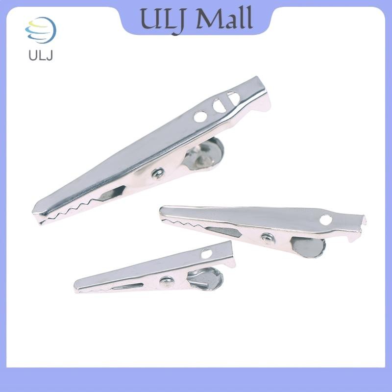 ULJ 50 CÁI Kẹp cá sấu bằng kim loại bạc Kẹp cá sấu 28mm 35mm 45mm để kiểm tra điện để kiểm tra pin.