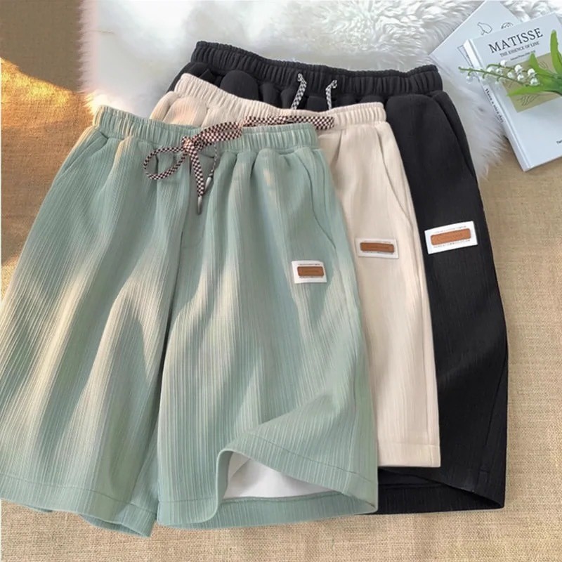 Quần short thể thao nam mùa hè mỏng nhẹ thoáng mát phong cách Hàn Quốc, quần bóng rổ rộng thun lạnh co giãn, quần 5 phân休闲裤
