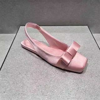 Giày đế bệt mũi vuông Bow Satin