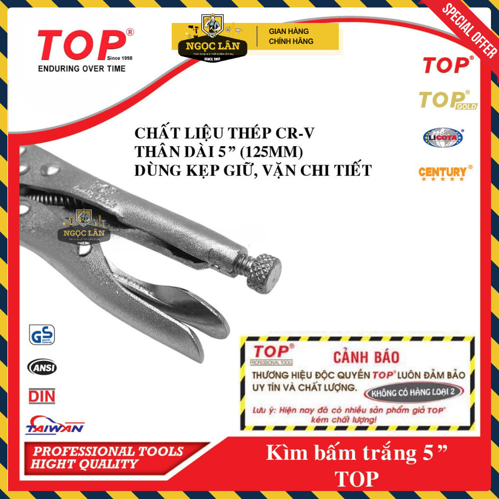 [Chính hãng TOP] Kìm bấm chết, kềm chết TOP nhỏ mini 5" (125mm) hàng Đài Loan thép CR-V cao cấp