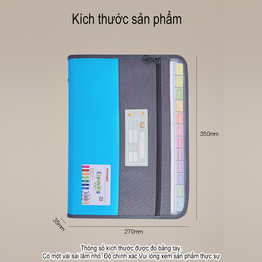 Bag of office A4 documents with Zipper key multiple classification