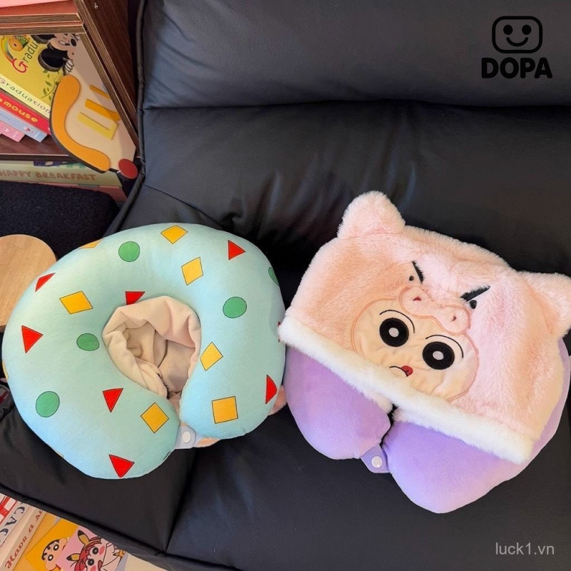 Hoạt Hình Dễ Thương Crayon Shin-Chan Gối Hình Chữ u Có Mũ Sang Trọng Búp Bê Văn Phòng Ngủ Gối Du Lịch Cổ Gối