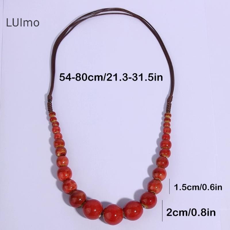 Vintage Gốm Đính Hạt Vòng Cổ Phong Cách Boho, Dễ Điều Chỉnh dành cho Nữ