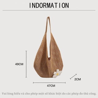 Túi lưới đi biển unisex, Chất cói mềm nhẹ, Phong Cách Hàn Quốc , phong cách basic dễ phối đồ