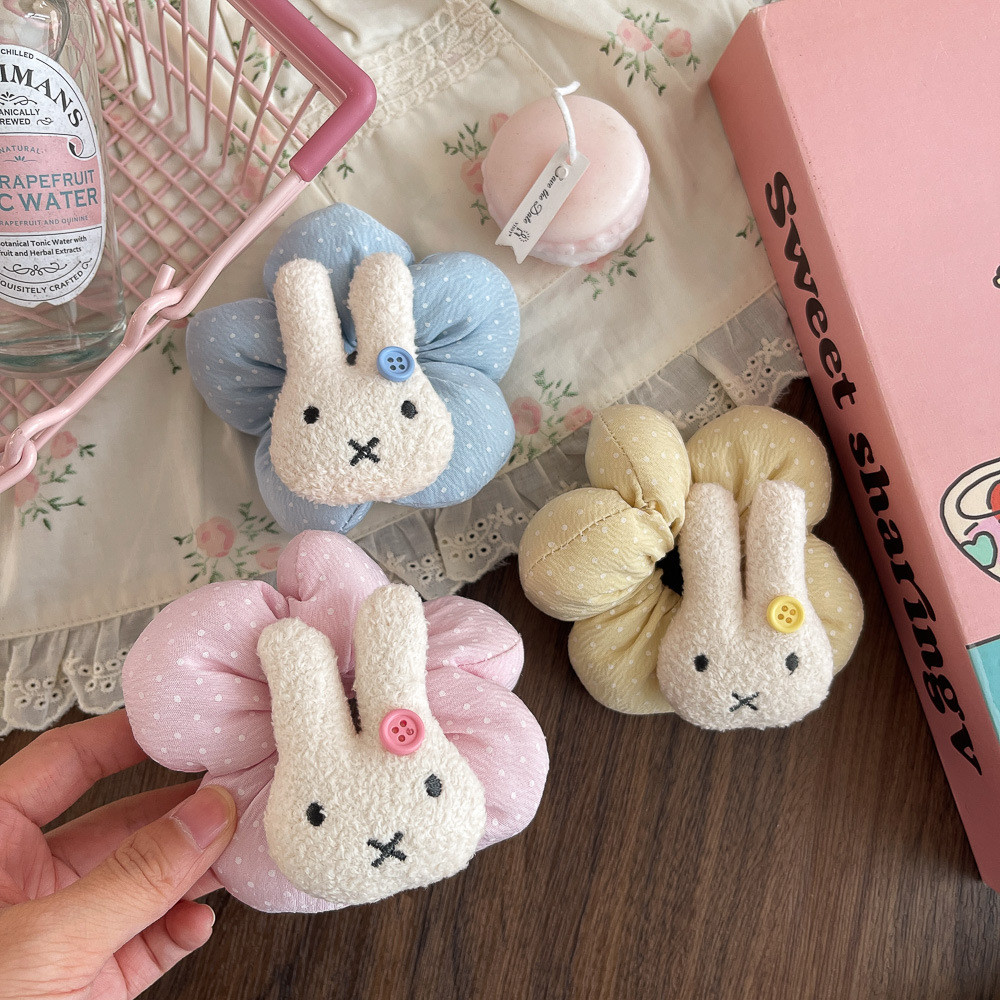 Phụ kiện tóc hình thỏ Miffy với hoa lớn và chấm bi đáng yêu