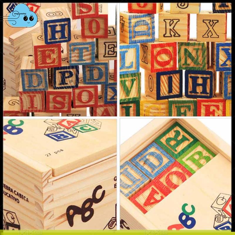 27 Chiếc Trẻ Em Gỗ Bảng Chữ Cái Khối Chữ Cái Xếp Chồng Đồ Chơi Khối Xây Dựng Thủ Công Học Tập Sớm Đồ Chơi Giáo Dục Trang Trí Phòng Bé
