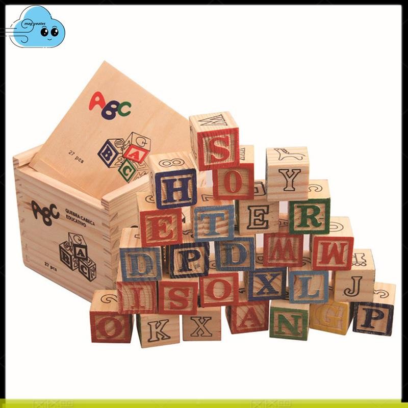27 Chiếc Trẻ Em Gỗ Bảng Chữ Cái Khối Chữ Cái Xếp Chồng Đồ Chơi Khối Xây Dựng Thủ Công Học Tập Sớm Đồ Chơi Giáo Dục Trang Trí Phòng Bé