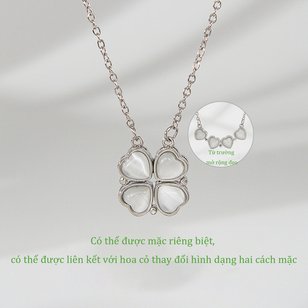 Mặt dây chuyền hình trái tim từ tính màu xanh lá cây, thiết kế điều chỉnh được, vòng cổ thời trang và sang trọng