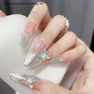 [savemoneyeveryday] Double Zircon Nail Art Charm 3d Ngọc Trai Pha Lê Trang Trí Móng Tay Diy Phụ Kiện Móng Tay Tinh Tế [vn]