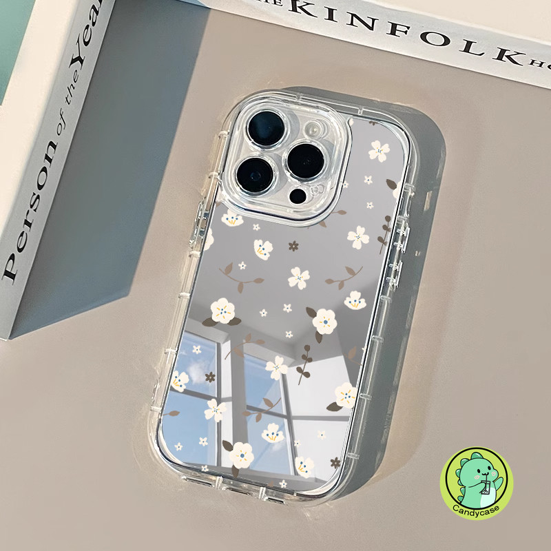 Ốp Điện Thoại Gương Túi Khí Cho Redmi Note 14 13 12 11 Pro Plus Turbo SE 10 10T Pro 9T Turbo 4 Pro 12 12R 5G 4G Vỏ Hoa Thanh Lịch Dễ Thương Vỏ Trong Suốt Chống Sốc