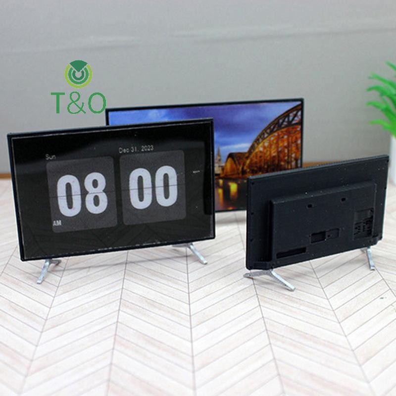 [T & O-t] 1: 12 Nhà Búp Bê Truyền Hình Mô Phỏng TV Có Đế Đứng Mô Hình Nội Thất Thu Nhỏ Nhà Búp Bê Trang Trí Phòng Khách [Mới]