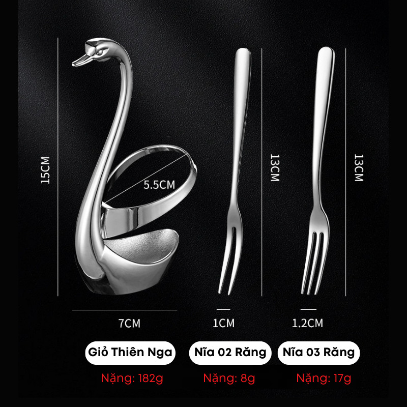 Bộ 6 Nĩa Trái Cây Inox 304 Dày Dặn Thanh Lịch – Nĩa Ăn Bánh, Món Tráng Miệng 2 Răng & 3 Răng | 320