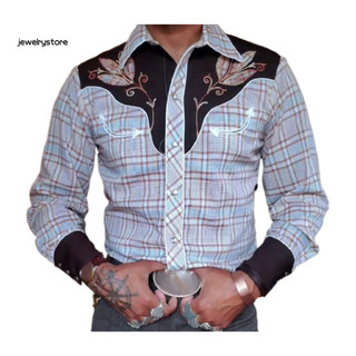 JET Retro Áo Sơ Mi Nam Retro Top Nam Vintage Tây Cao Bồi In Hình Slim Fit Áo Sơ Mi Dài Tay Thời Trang Dạo Phố Cho Công Sở Mặc