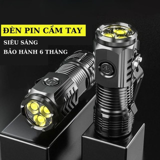 Đèn Pin Sạc Chống Thấm Nước Type-C Sạc USB 3 Chế Độ Độ Độ Sáng Mạnh Từ Tính Nặng Mini Cắm Trại Đèn LED