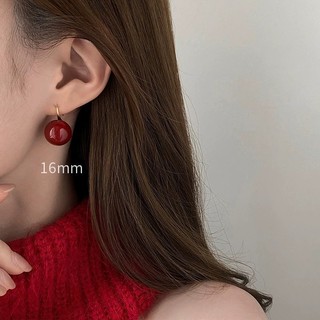 Bông TAI Ngọc Trai Đỏ Hàn Quốc 12-16mm, Phong Cách Retro Sang Trọng