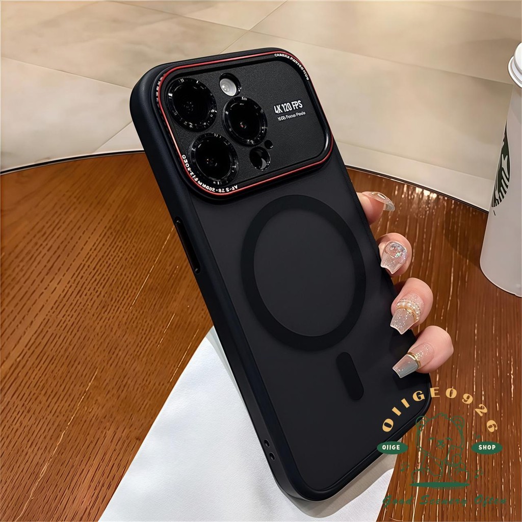 Lycra Cửa sổ lớn từ tính Vỏ điện thoại iphone16 Pro Max 15 14 vỏ cho vỏ iPhone Vỏ mềm silicon TPU Acrylic chống sốc