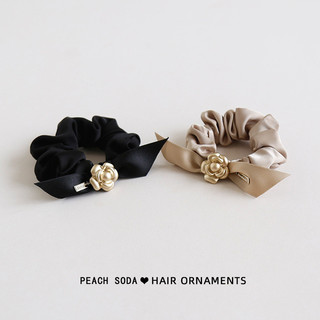 MISMEMO Pháp Cao Cấp Kim Loại Mờ Camellia Đầu Dây Scrunchy Vòng Tròn Sang Trọng Dây Buộc Tóc Nữ Dây Cao Su