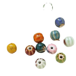 Retro In Hình Tay Gốm Lỗ Thẳng Hạt Bí Ngô Hạt Tròn DIY Handmade Trang Sức Vòng Cổ Đính Hạt Đính Hạt Phụ Kiện