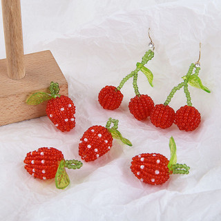 Hạt Gạo Ngọt Hạt Pha Lê Dệt Anh Đào Nhỏ Dâu Lá Xanh Mặt Dây Chuyền DIY Handmade Bông Tai Phụ Kiện Vật Liệu