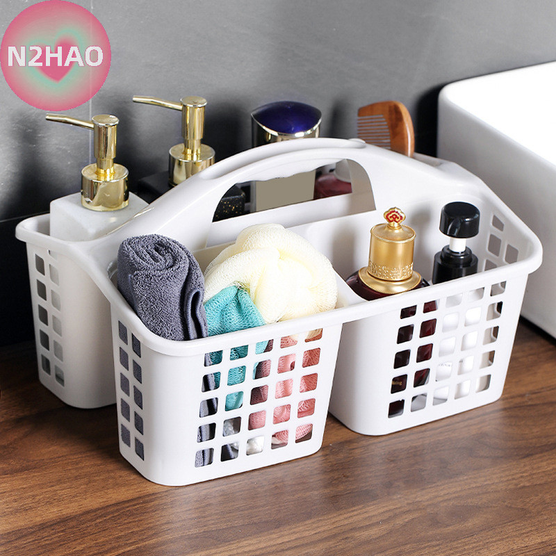 Giỏ tắm di động N2HAO có ngăn Phòng tắm Giỏ đựng đồ rỗng Giỏ vệ sinh chức năng n