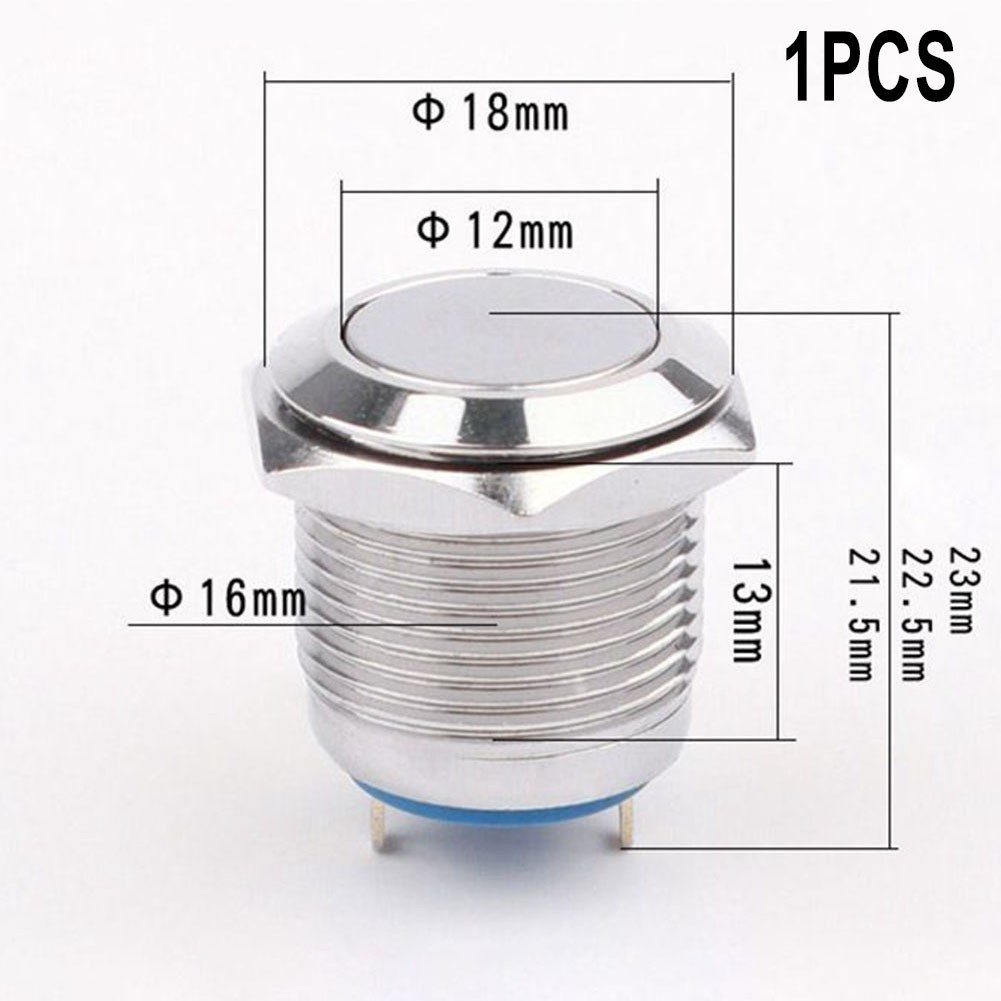 Luvn12v 16mm Nút nhấn chống nước bằng kim loại tạm thời KHÔNG có công tắc còi khởi động bằng đồng thau