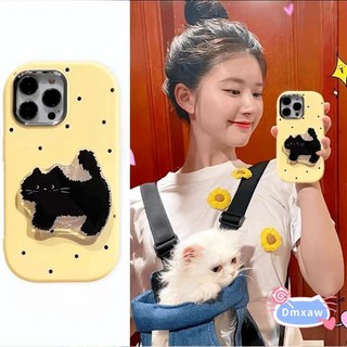 Ốp Điện Thoại Chấm Bi Cho Xiaomi Civi 4 14 Ultra 13T 12T 13 Lite 12 12S 12X Mi 11 Lite 11 10 10S Civi 1s Redmi Note 9 Vỏ Có Giá Đỡ Mèo Đen Đáng Sợ Vỏ Mềm Mèo Dễ Thương