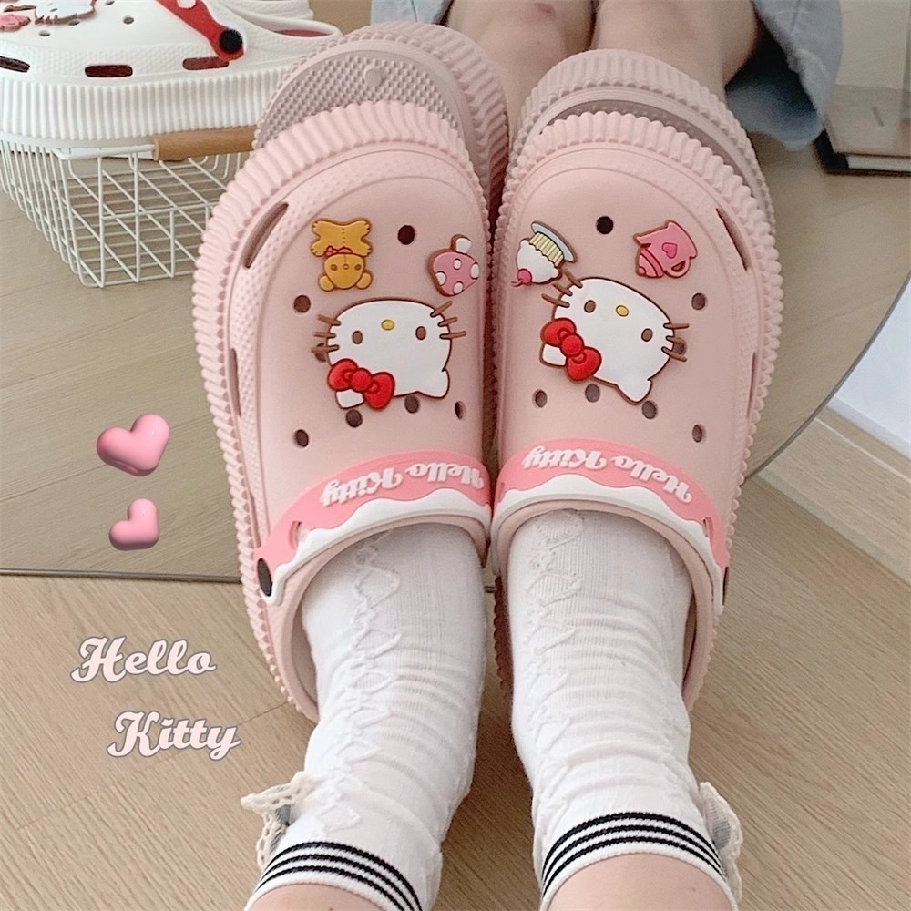 Xixitiao Dép Dép Nữ Đế Dày Mặc Ngoài Đi Biển Kuromi Dễ Thương