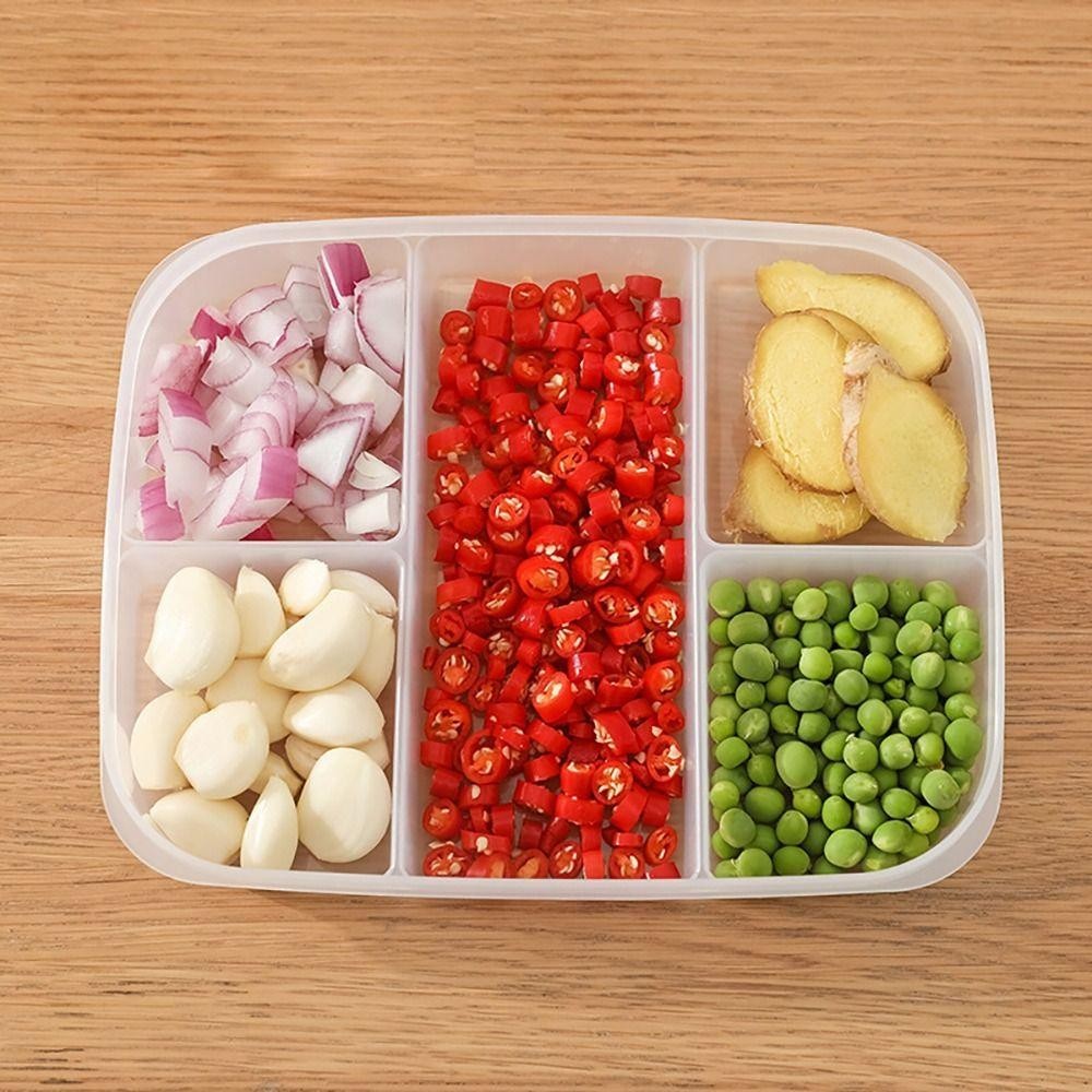 Hộp ngăn thịt đóng gói phụ di động YUUKII, Hộp lưu trữ chuẩn bị thực phẩm chia, Ngăn 4 / 5 / 6 Lưới sắp xếp tủ đông tủ lạnh