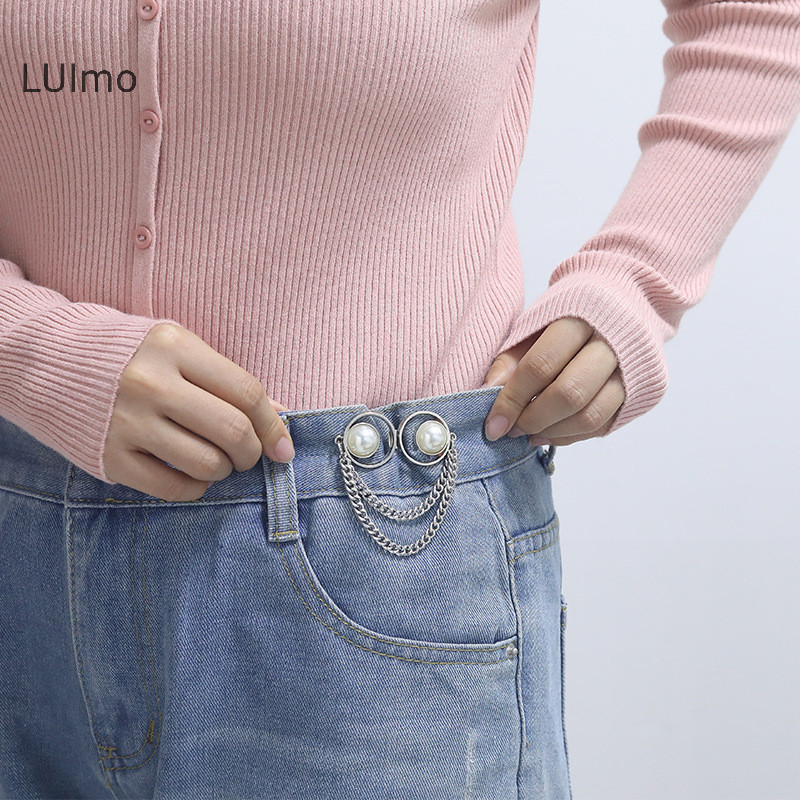 Luimo Ngọc Trai sel Khóa Eo Thắt Lưng Khóa Không May Có Thể Tháo Rời Quần Jean Kẹp Dành Cho Nữ Bé Gái Quần Áo Phụ Kiện SBS