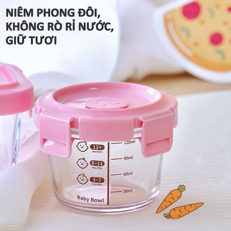 Hộp Trữ Đông Đồ Ăn Dặm Cho Bé Chất Liệu Thủy Tinh An Toàn,cốc nấu cháo thủy tinh cao cấp chịu nhiệt an toàn