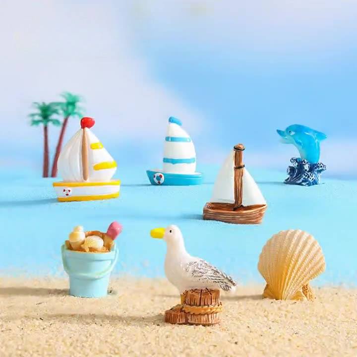 Mô hình ván lướt sóng thuyền buồm vỏ sò chim biển