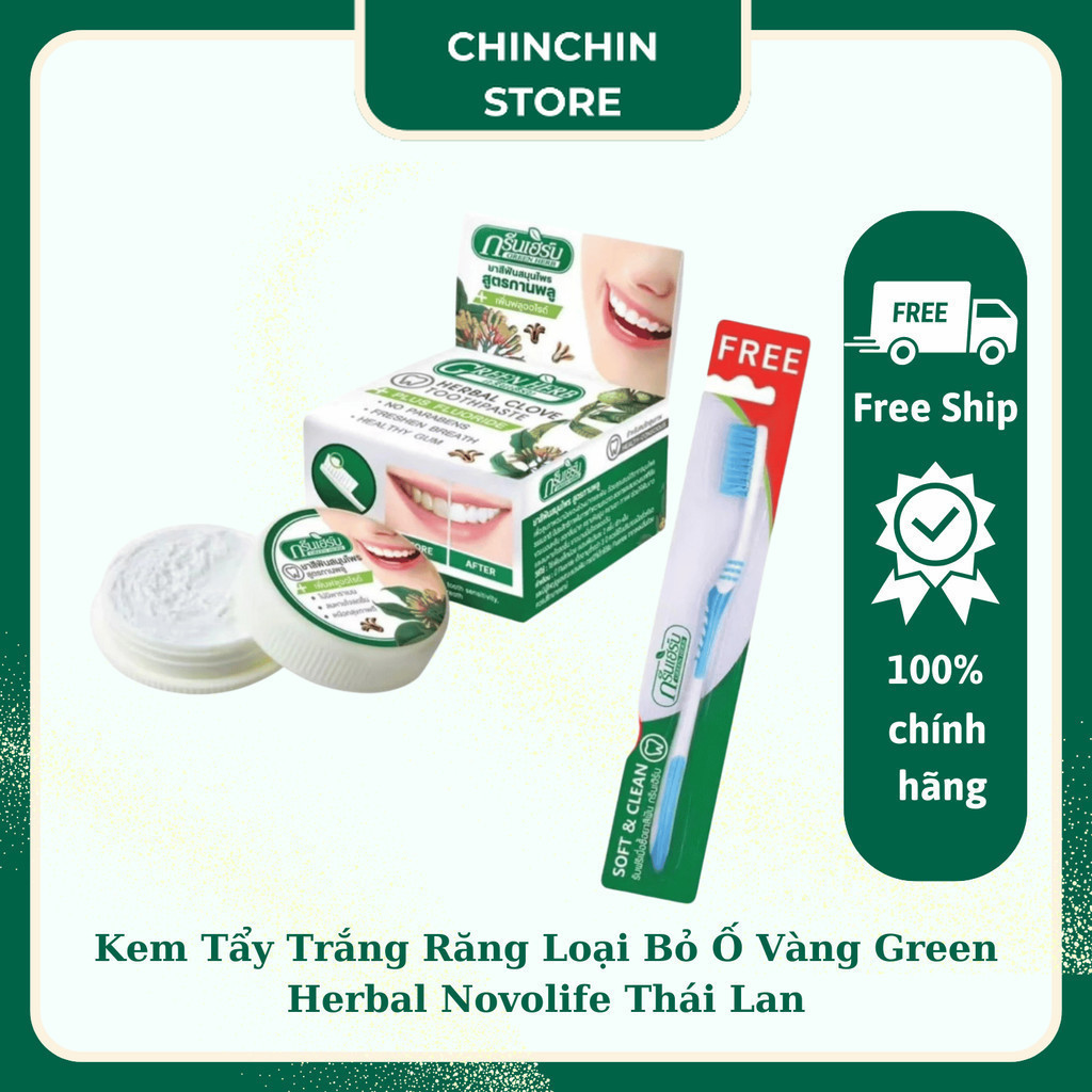 Kem Tẩy Trắng Răng Loại Bỏ Ố Vàng Green Herbal Novolife Thái Lan 25ml ...