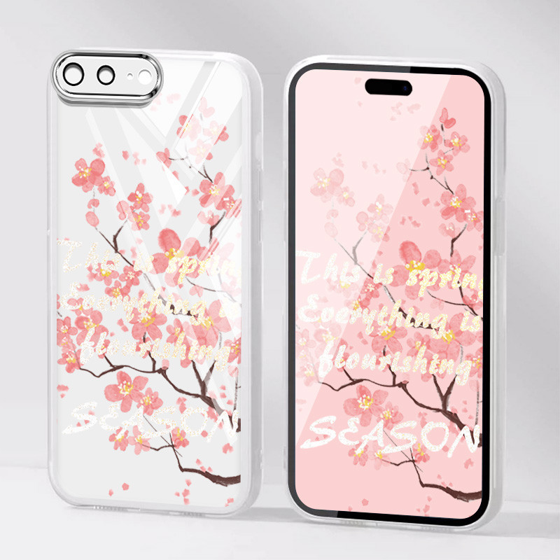 Ốp Điện Thoại YBD Cho IPhone 11 12 Pro Max Mini 6 6S Plus 7 Plus 8 Plus SE2020 X XS Max XR Phong Cách Cổ Đại Hoa Đào Họa Tiết Có Dây Treo