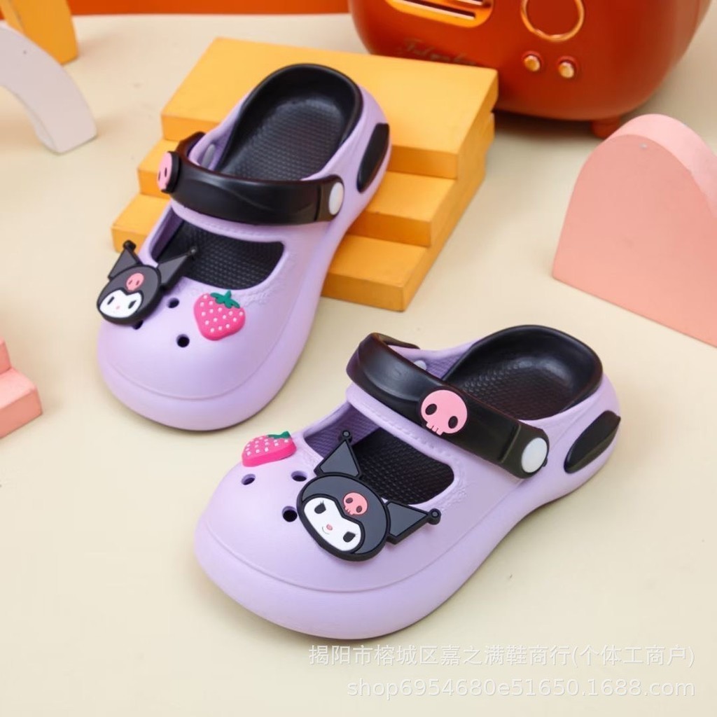 sục đính sticker Kuromi đáng yêu cho bé  EVA nhẹ êm chân mẫu mới QCCC có quai tùy chỉnh thời trang trẻ em A063