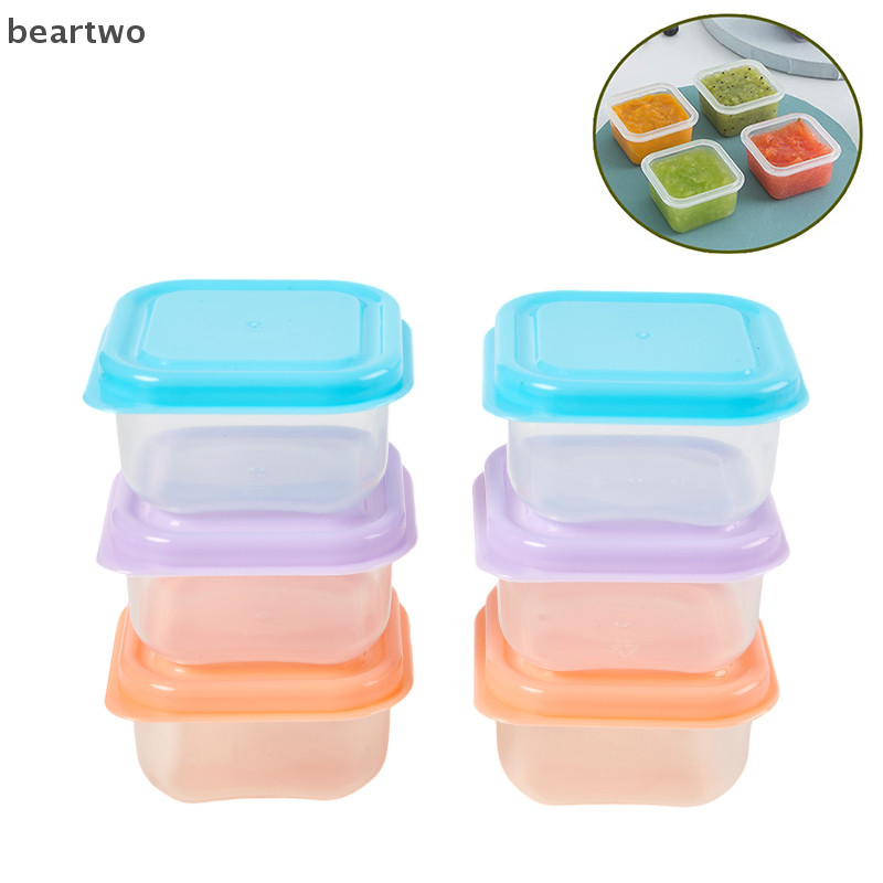< Beartwo > 6 Hộp Đựng Vuông Có Nắp Hộp Nhựa Hộp Bảo Quản Nhà Bếp Đẹp