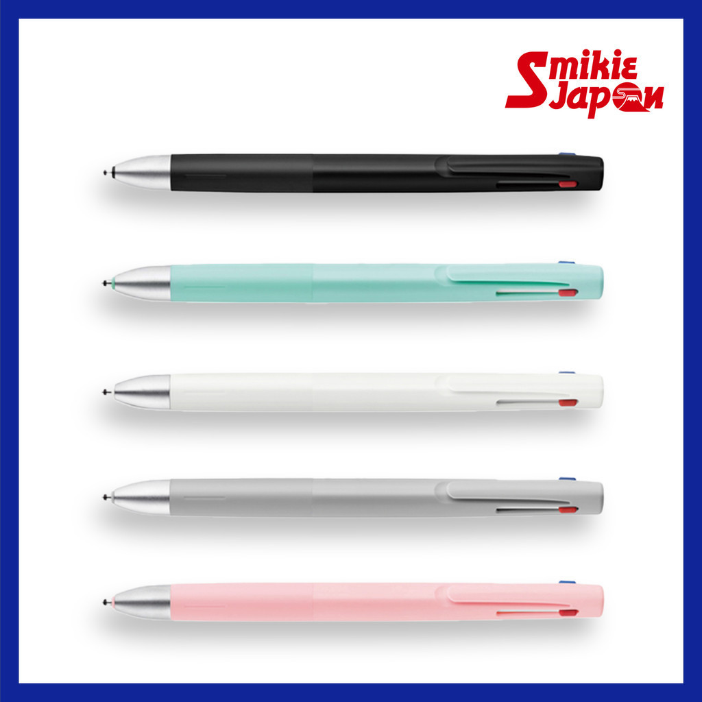 Zebra Penna A Sfera Blen 3C 0.5 Mm – 3 Colori (Nero, Rosso, Blu) Con Sistema Antivibrazione, Corpo Grigio (B3AS88-GR), Ricaricabile