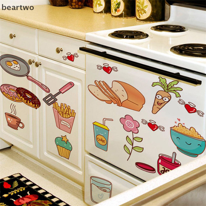 < Beartwo > Phim Hoạt Hình Nhà Bếp Tủ Lạnh Cửa Dán Trang Trí Thực Phẩm Trái Cây Có Thể Tháo Rời Miếng Dán Tường Dán Tường Trên Tường Đẹp
