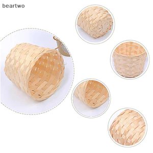 < Beartwo > Giỏ dệt nông thôn Giỏ đựng trái cây Giỏ đựng đồ di động Giỏ đựng đồ để bàn bằng tre Đẹp