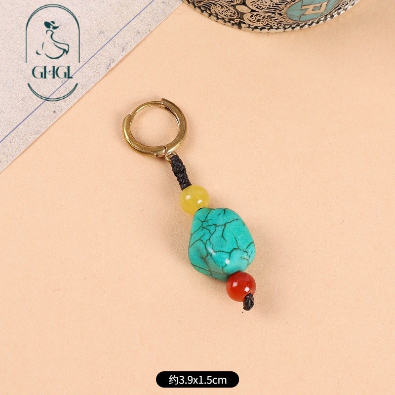 Thiết Kế Ban Đầu Dệt Ngọc Bông Tai Phong Cách Tây Tạng Phong Cách Dân Tộc Bông Tai Retro Dingzhen Cùng Phong Cách Tây Tạng Bông Tai Unisex