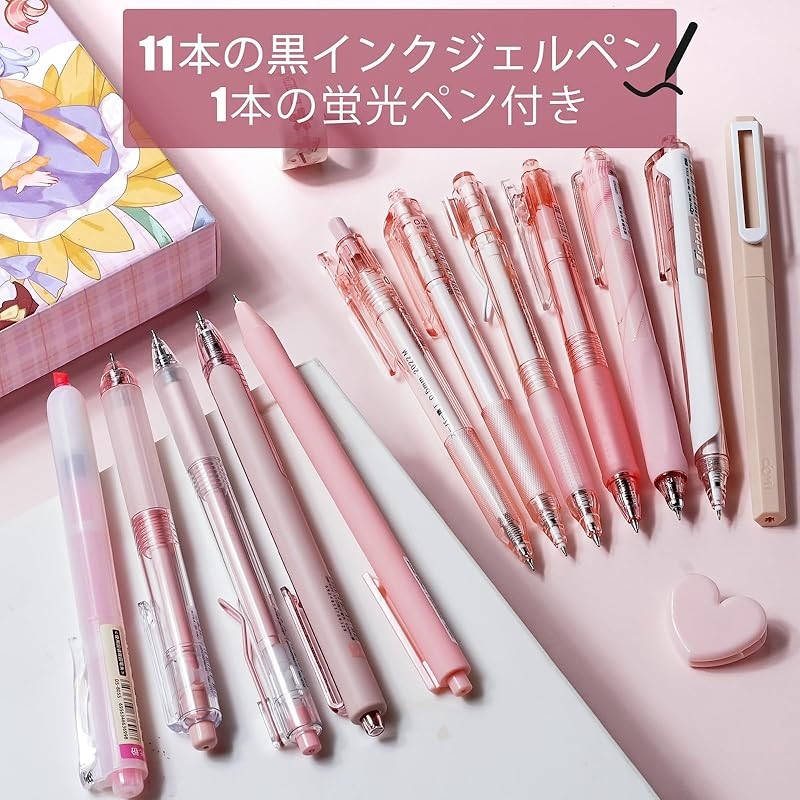Direct from Japan- Four Candy 12 Pastel Gel Ink Ballpoint Pen Set 0.5mm(Pink)