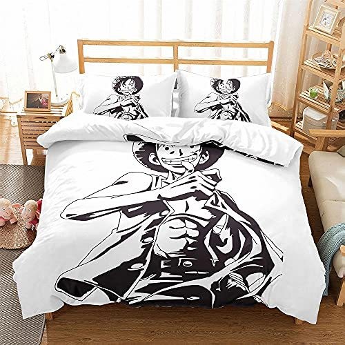 PS1 Anime ONE PIECE Ga trải giường Vỏ chăn gối Bộ chăn ga gối chất lượng cao cấp Phòng ngủ gia đình Bộ đồ có thể giặt được 3IN1 SP1