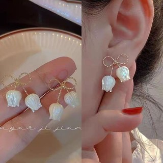 Bông tai nơ hoa cổ tích bông tai tinh tế cao cấp