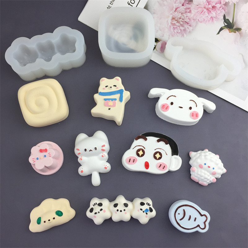 Mèo Pudding Mật Ong Cuộn Khuôn Silicon Mochi/Đồ Chơi/Thạch Cao/Epoxy/Trang Trí Bánh/Sô Cô La/Nướng DIY