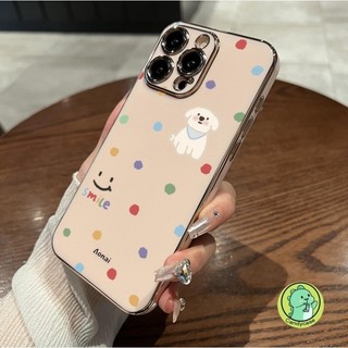 Vỏ Sang Trọng Cho Vivo V40 V30 V30E V29 V29E V27 V27E V25 V25E V23 V23E Pro V21 V21s V21E V20 Pro V9 5G 4G Vỏ Hoạt Hình Dễ Thương Chấm Chó Mềm Mạ Bóng Vỏ Điện Thoại