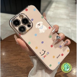 Vỏ Sang Trọng Cho Vivo V40 V30 V30E V29 V29E V27 V27E V25 V25E V23 V23E Pro V21 V21s V21E V20 Pro V9 5G 4G Vỏ Hoạt Hình Dễ Thương Chấm Chó Mềm Mạ Bóng Vỏ Điện Thoại