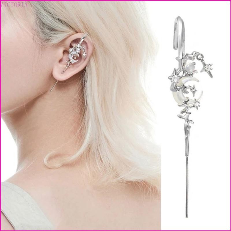 Vic Star Moon Bông Tai Kim Cương Auricles Loại Kẹp Tai Bông Tai Sáng Tạo Cho Nữ