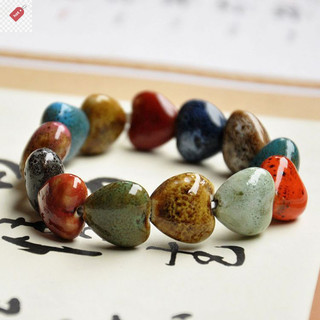 Alik 1 DIY Phụ Kiện Gốm Sọc Dưa Hấu Hạt Vòng Tay Nhiều Màu Sắc Hoa Men Hạt Vòng Tay Handmade Trang Sức VN
