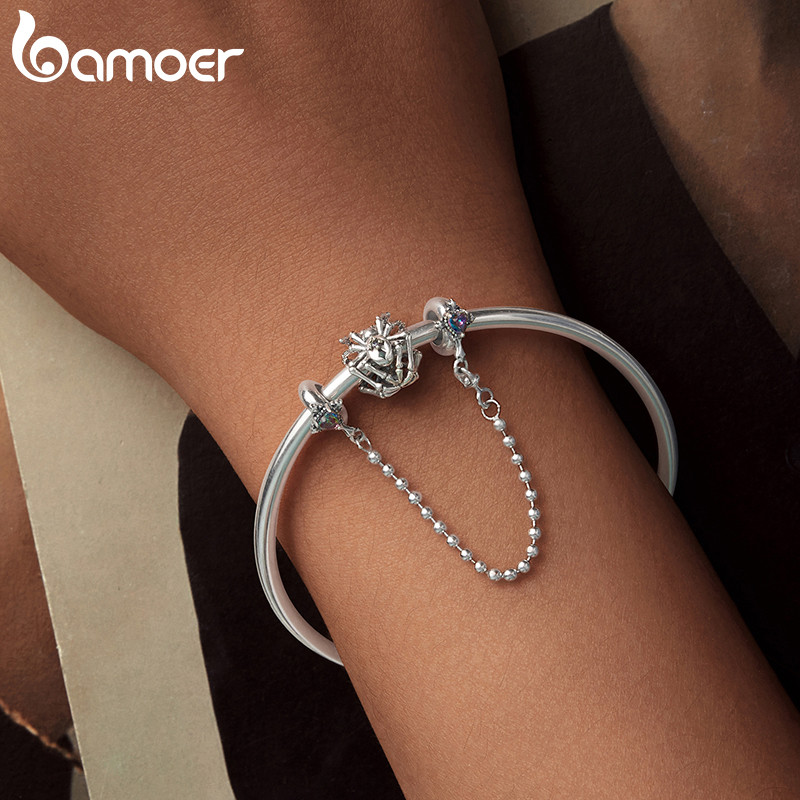 Bamoer 925 Sterling Sliver Charm Halloween Skull Xanh Trang Sức Thời Trang Quà Tặng Cho Trẻ Em Nam