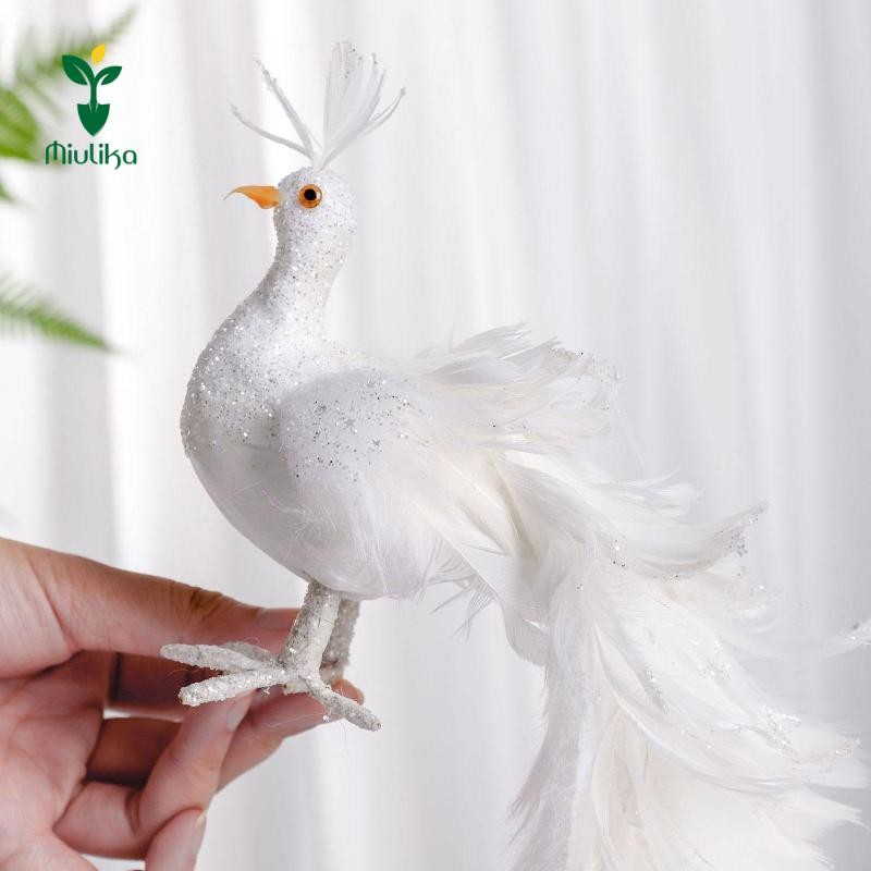 Tượng chim công trắng Miulika Mô phỏng chim trang trí Tượng chim cho sân